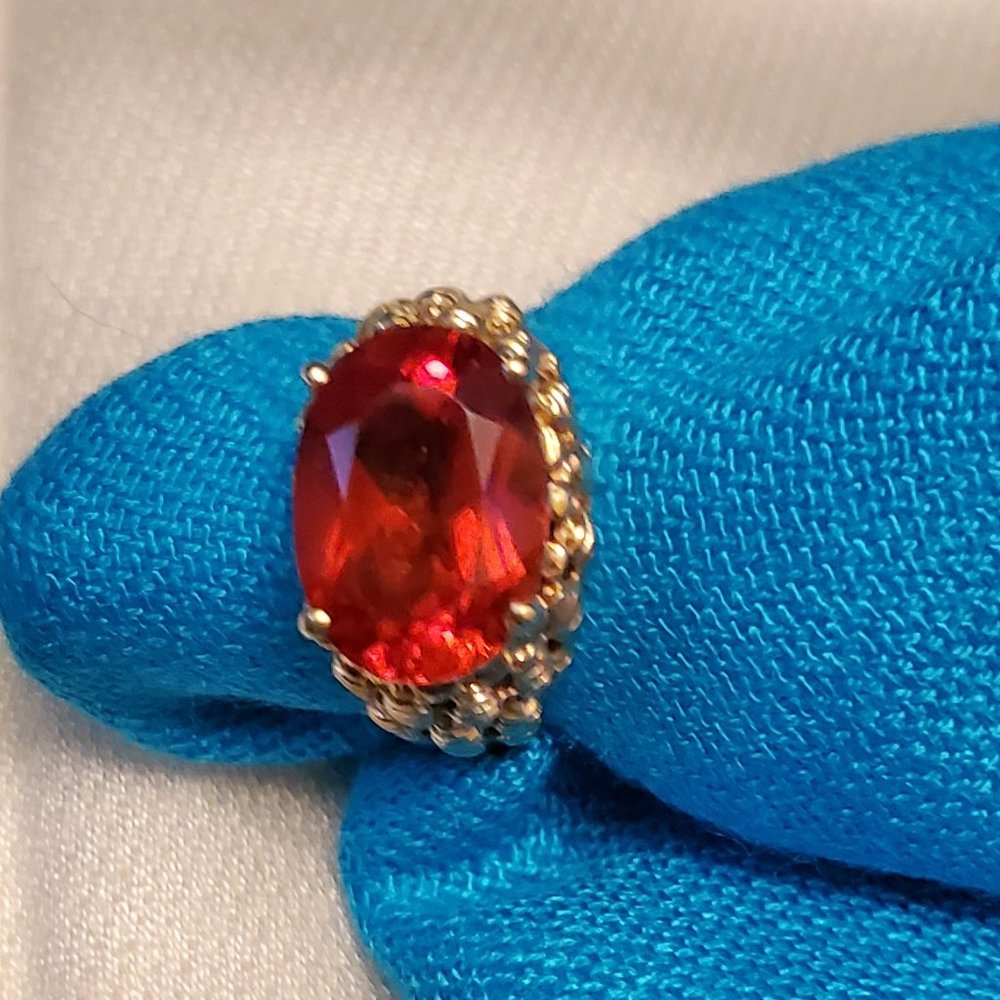 10K Gold Lab Created Padparadscha Sapphire Ring